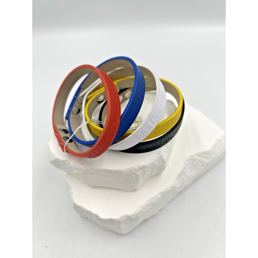 Calvin Klein Jeans 5 Leather Bracelets Different Colors 8 inch NIB - Picture 2 of 7